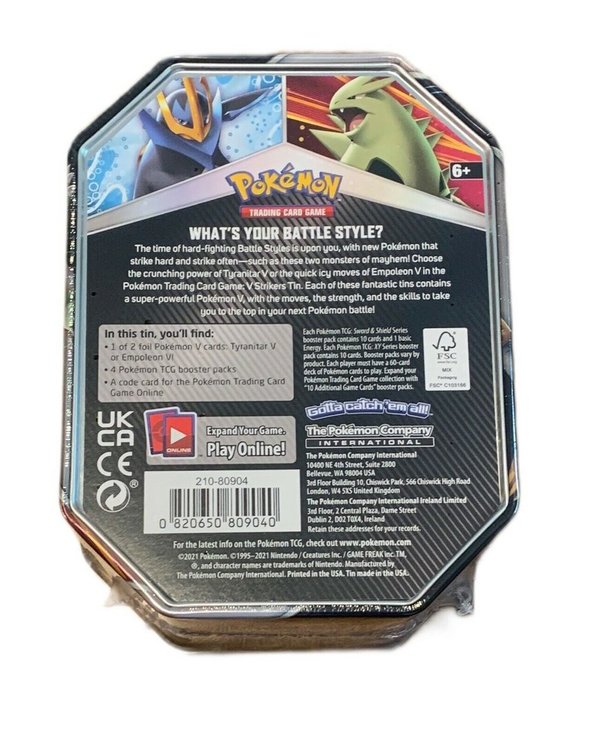 Pokémon Tin Box Summer 2021 Tyranitar V Strikers -Englisch-